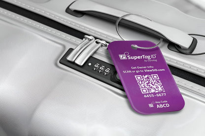 Dynotag® Sentry Series Solid Metal Web Enabled Smart Luggage Tag ID + Steel Loop, Anodized Aluminum with DynoIQ™ & Lifetime Recovery Service (Sapphire Blue)