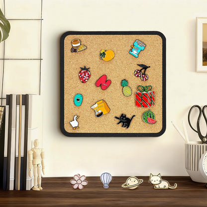 1pcs Rounded Square Pin Display Cork Board - 7.9x7.9 inch Enamel Pin Board for Brooch and Pin Collection Display, Ideal for Home, Office and School Decor