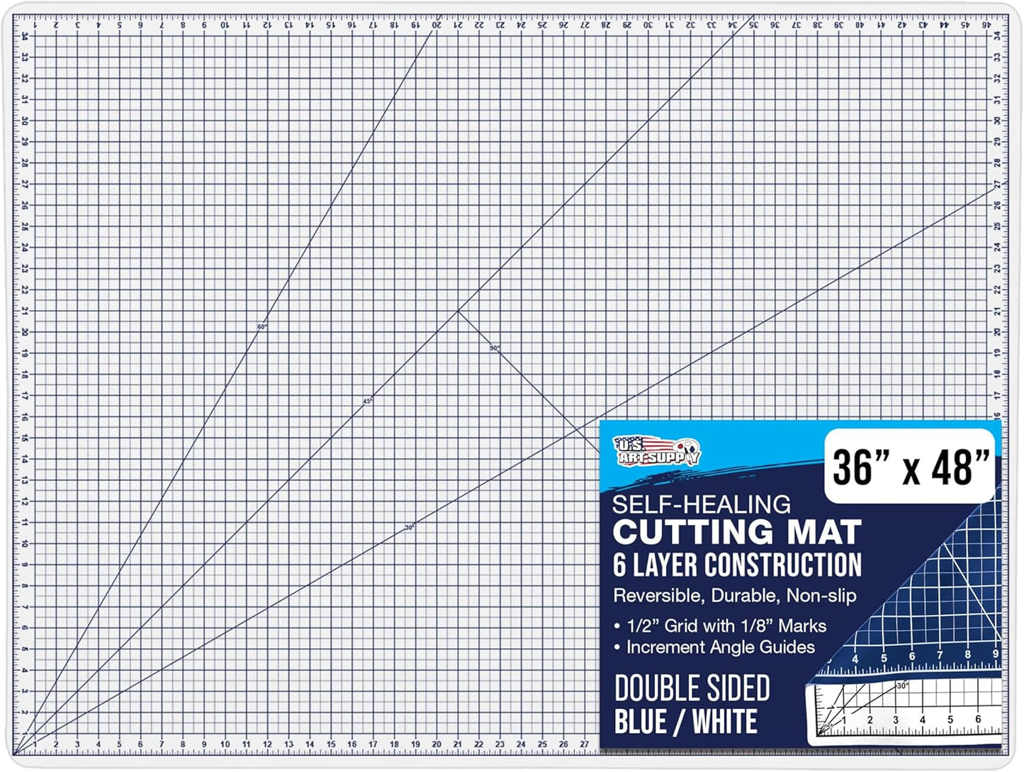U.S. Art Supply 36" x 48" Self-Healing Cutting Mat 5-Ply - Double-Sided Green/Black Craft Mat, Non-Slip Cutting Mats for Crafts, Sewing, Quilting, Scrapbooking