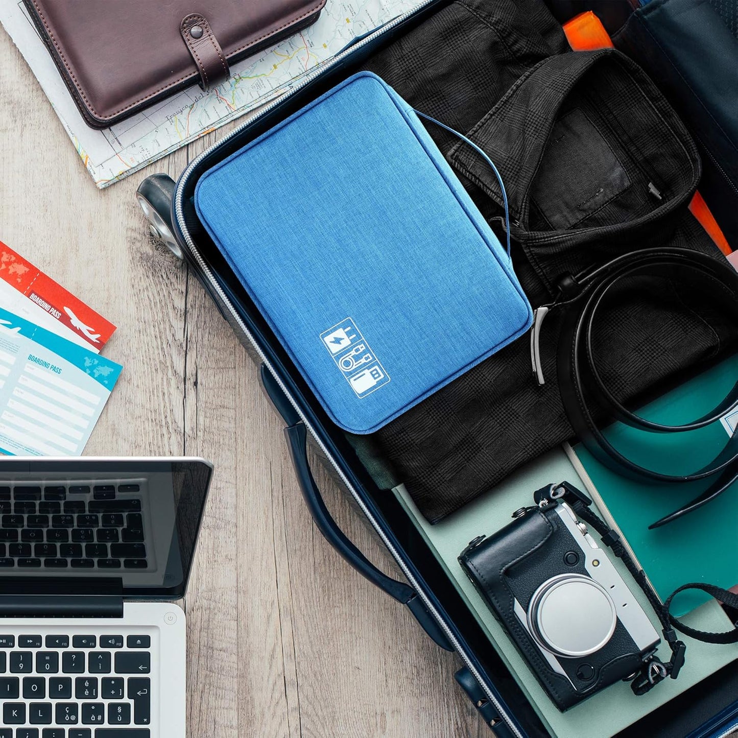 SELLYFELLY Electronic Bag Travel Cable Accessories Bag Waterproof Double Layer Electronics Organizer Portable Storage Case for Cable, Cord, Charger, Phone, Adapter, Power Bank, Kindle, Hard Drives