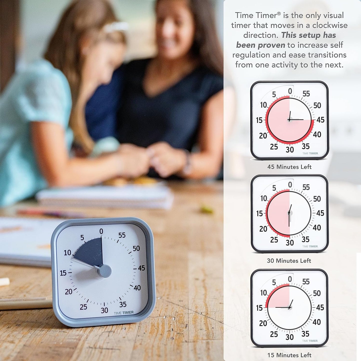 Time Timer MOD 60-Minute Visual Timer, Home Edition, Silent Operation, Study Tool for Homeschool and Office Use (Lake Day Blue)