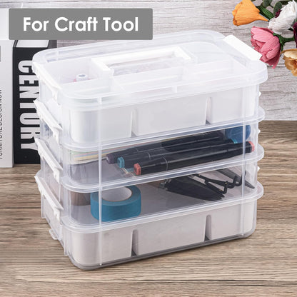 CraftGenes Art Supply Storage Organizer with 2 Removable Trays, 4-Layer 10QT Durable Craft Organizers and Storage for Sewing, Tool, Office Supplies, Art, Craft Supplies
