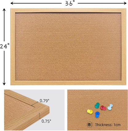 Cork Bulletin Board, 11x14 Inches Hanging Cork Board Wooden Framed with Pins for Wall, Dorm Room, Office, Home Decor – Natural Cork & Black Frame