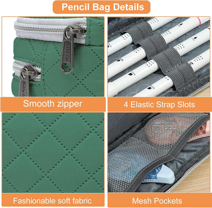 Della Gao Large Pencil Case, Big Capacity Pencil Pouch with 2 Compartments, Office Pencil Bag with Zipper, Big Pen Case for Adults (01-Black)