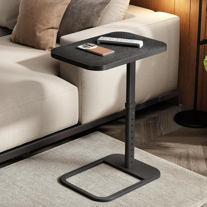 Kitstorack TV Tray Table, Adjustable Height & Flip-Top & Rounded Metal Corners, Snack Table for Couch, Sofa, Bed, Chair, Living Room, C Shaped End Side Table for Eating, Dinner or Laptop, Small Spaces