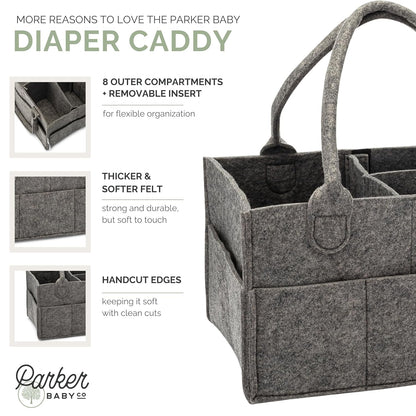 Parker Baby Diaper Caddy - Nursery Storage Bin and Car Organizer for Diapers and Baby Wipes - Oatmeal, Regular