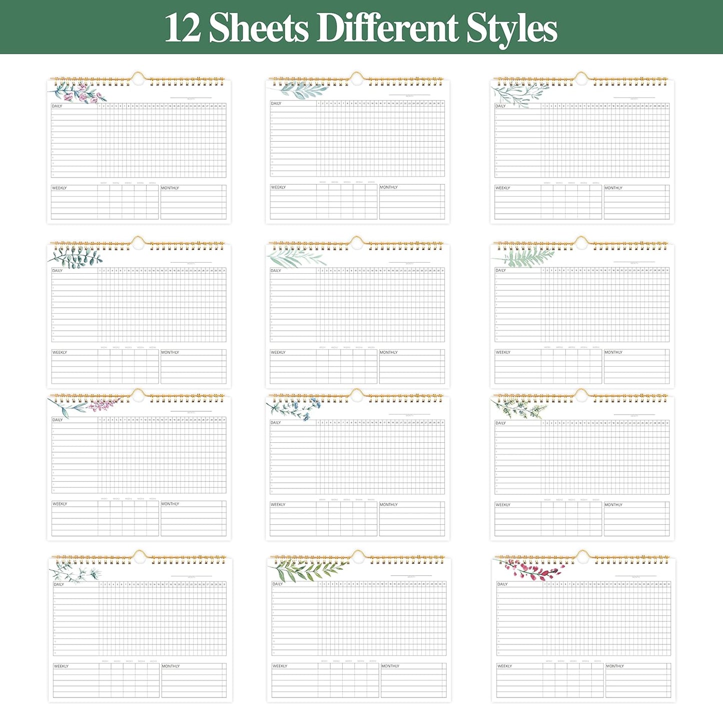 Habit Tracker Calendar- 12 Months Undated Daily, Weekly & Monthly Habit Tracker Journal, Writable Habits Track Calendar for Goal Setting, Boost Productivity, Workout Motivation & Self Care Tool