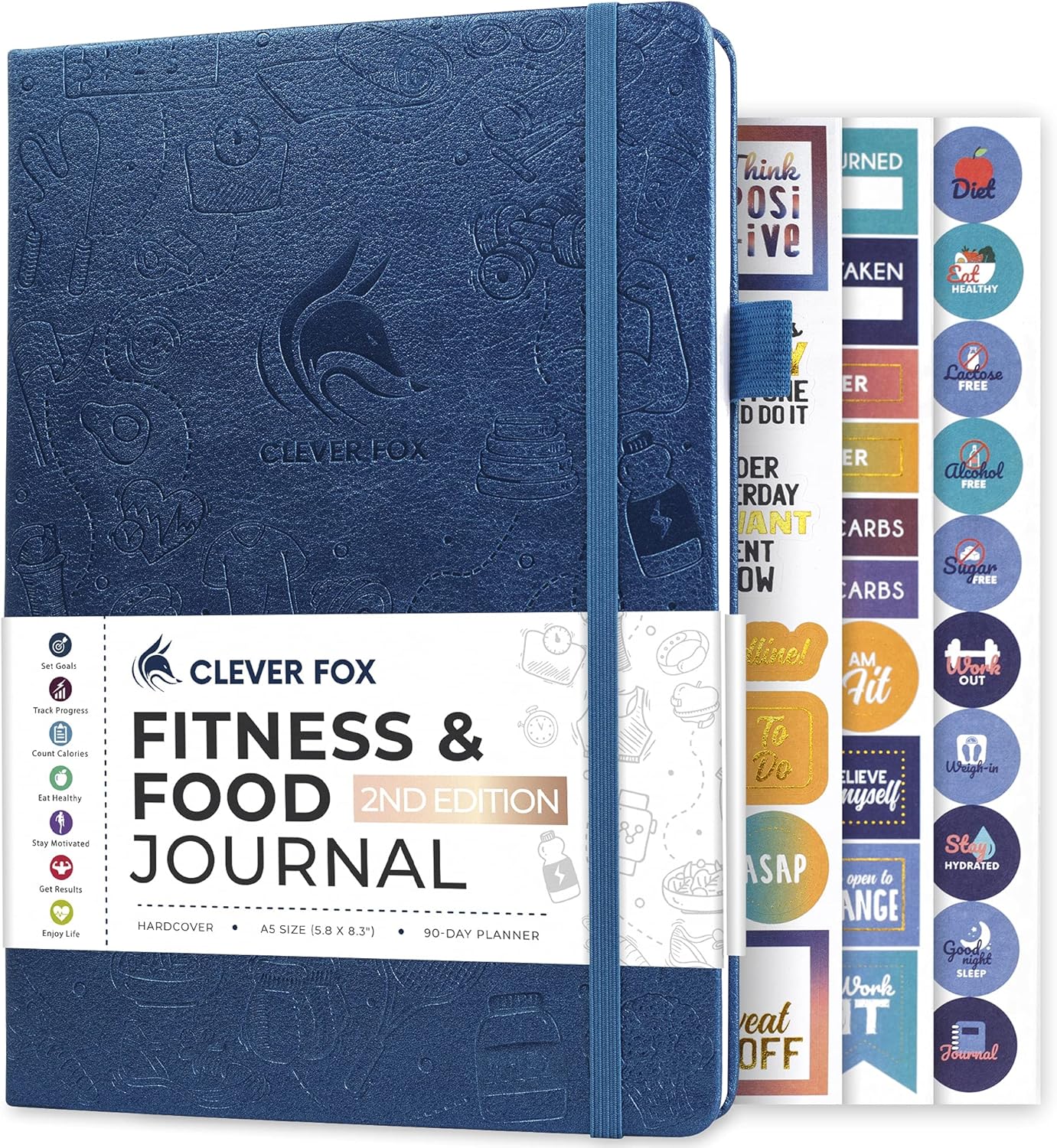 Clever Fox Fitness & Food Journal – Nutrition & Workout Planner for Women & Men – Diet & Gym Exercise Log Book with Calendars, Diet & Training Trackers - Undated, A5 Size, Hardcover (Forest Green)