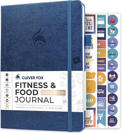 Clever Fox Fitness & Food Journal – Nutrition & Workout Planner for Women & Men – Diet & Gym Exercise Log Book with Calendars, Diet & Training Trackers - Undated, A5 Size, Hardcover (Forest Green)