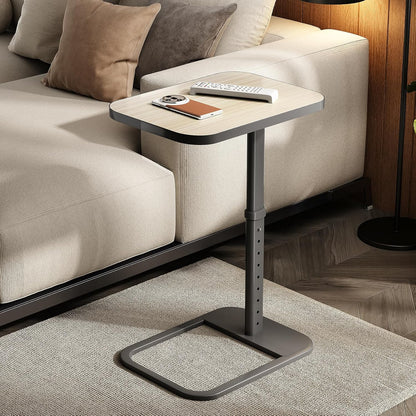 Kitstorack TV Tray Table, Adjustable Height & Flip-Top & Rounded Metal Corners, Snack Table for Couch, Sofa, Bed, Chair, Living Room, C Shaped End Side Table for Eating, Dinner or Laptop, Small Spaces