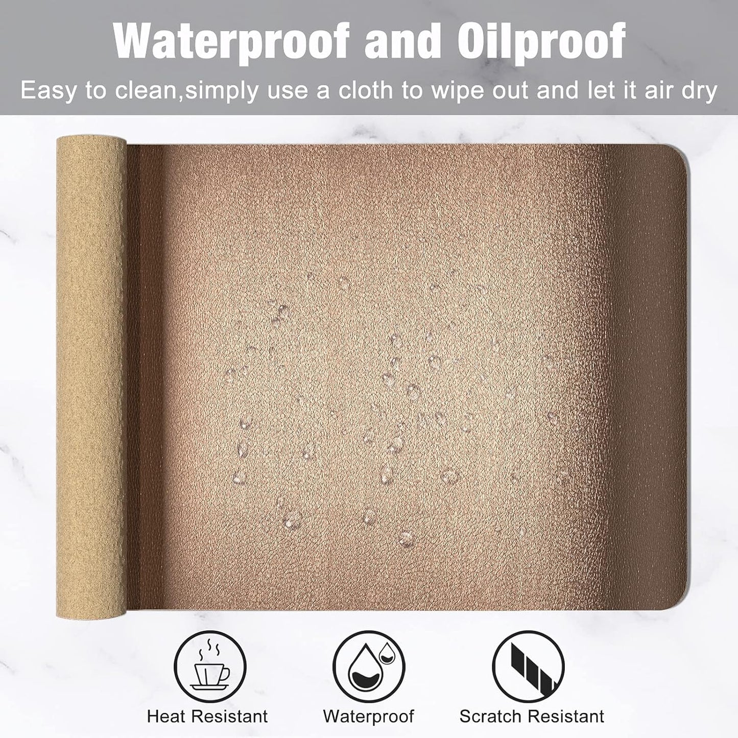 Hsurbtra Desk Pad, 23.6" x 13.8" PU Leather Desk Mat, M Extended Mouse Pad, Waterproof Desktop Blotter Protector, Non-Slip Ultra Thin Small Laptop Keyboard Writing Mat for Office Home, Pink
