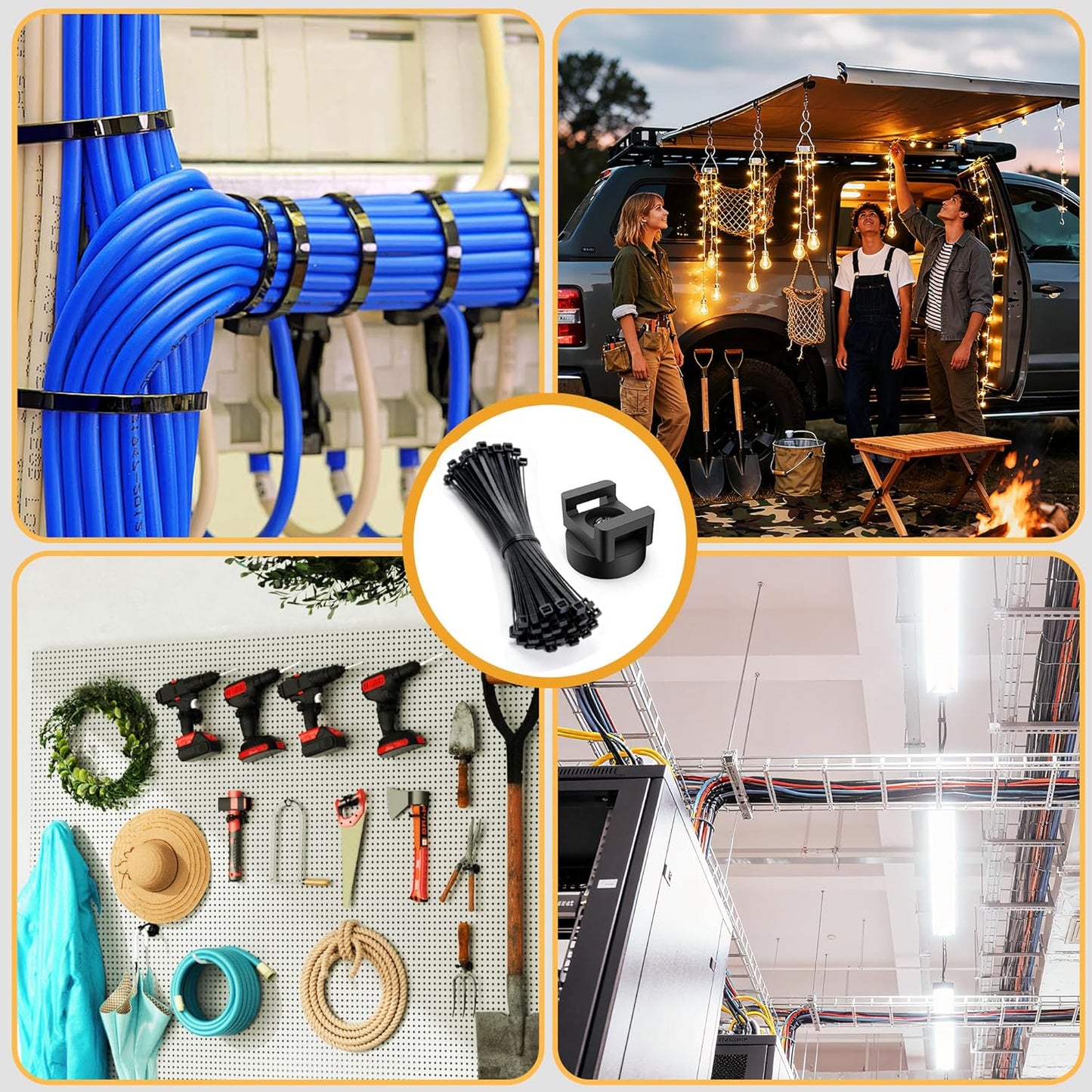 110 Pcs Magnetic Zip Tie Mount Base 26lbs Strong Magnetic Zip Tie Holder Multipurpose Magnet Cable Tie Clips Holder Wire Management Clips for Home Office Marine Electrical Wiring Organization Black