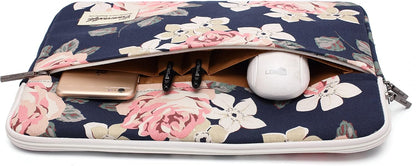 Canvaslife White Rose Patten Laptop Sleeve 14 inch 14.0 inch Laptop case Bag