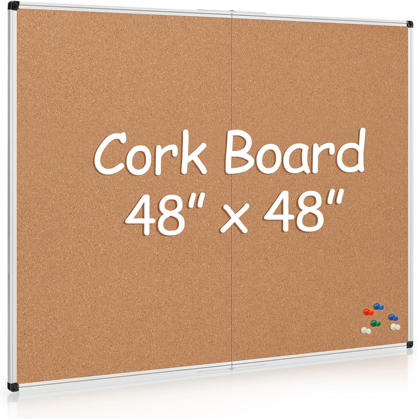 Bulletin Board 36 x 48, Silver Aluminium Framed 4x3 Large Wall Mounted Cork Office Notice Pin Board