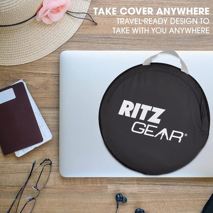 RitzGear Pop-Up Laptop Sun Shade | Portable Compact Anti-Glare Screen Hood, Tent & Carry Case for Up-to 17” Laptops or Monitor | Light Reflective Shield & Waterproof Privacy Cover for Working Outside
