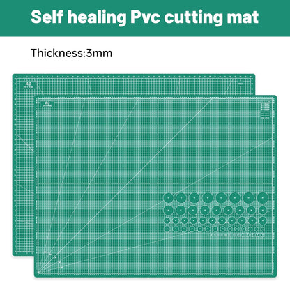 HEADLEY TOOLS 18" x 24" Thickened Self Healing Cutting Mat, A2 Rotary Cutting Sewing Mat for Crafts, Double Sided 5-Ply Table Cutting Board for Fabric Quilting Leather Arts Hobby Project, Grey/Black