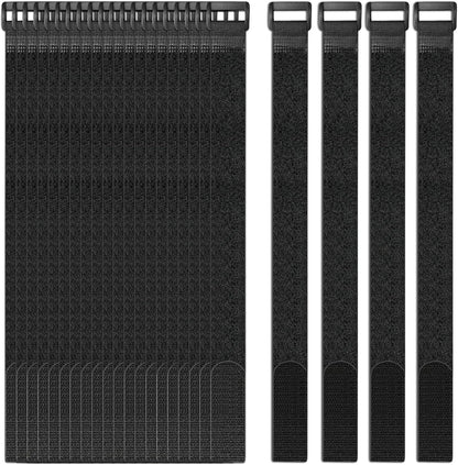 24 Pack Cable Straps Reusable Fastening Cinch Straps Wire Loop Ties(1" x 12"), Adjustable Hook And Loop Straps with Buckle Nylon Extend Securing Strap for Extension Cord Wrap, Cable, Hose Organization