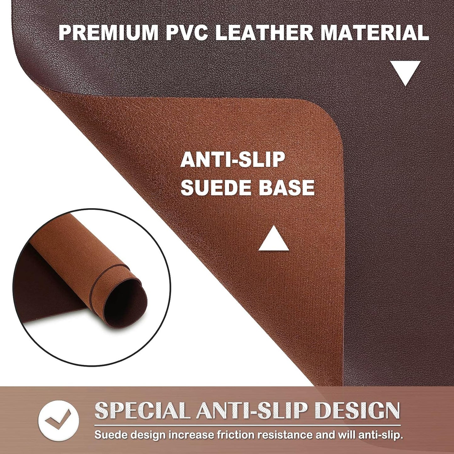K KNODEL Non-Slip Desk Mat, Desk Pad, Desk Blotter, Desktop Mat for Desk, Large Desk Protector, Office Computer and Laptop Mat for Desk (31.5"x15.7", Brown)