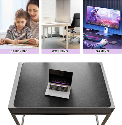 Vyaaa PU Leather & Cork Desk Mat, 39.4"x15.7" Dual Sided Computer Desk mat, Waterproof Large Mouse Pad, Non-Slip Office Desk pad, Office Desk Protector for Work/Gaming/Home (Black)