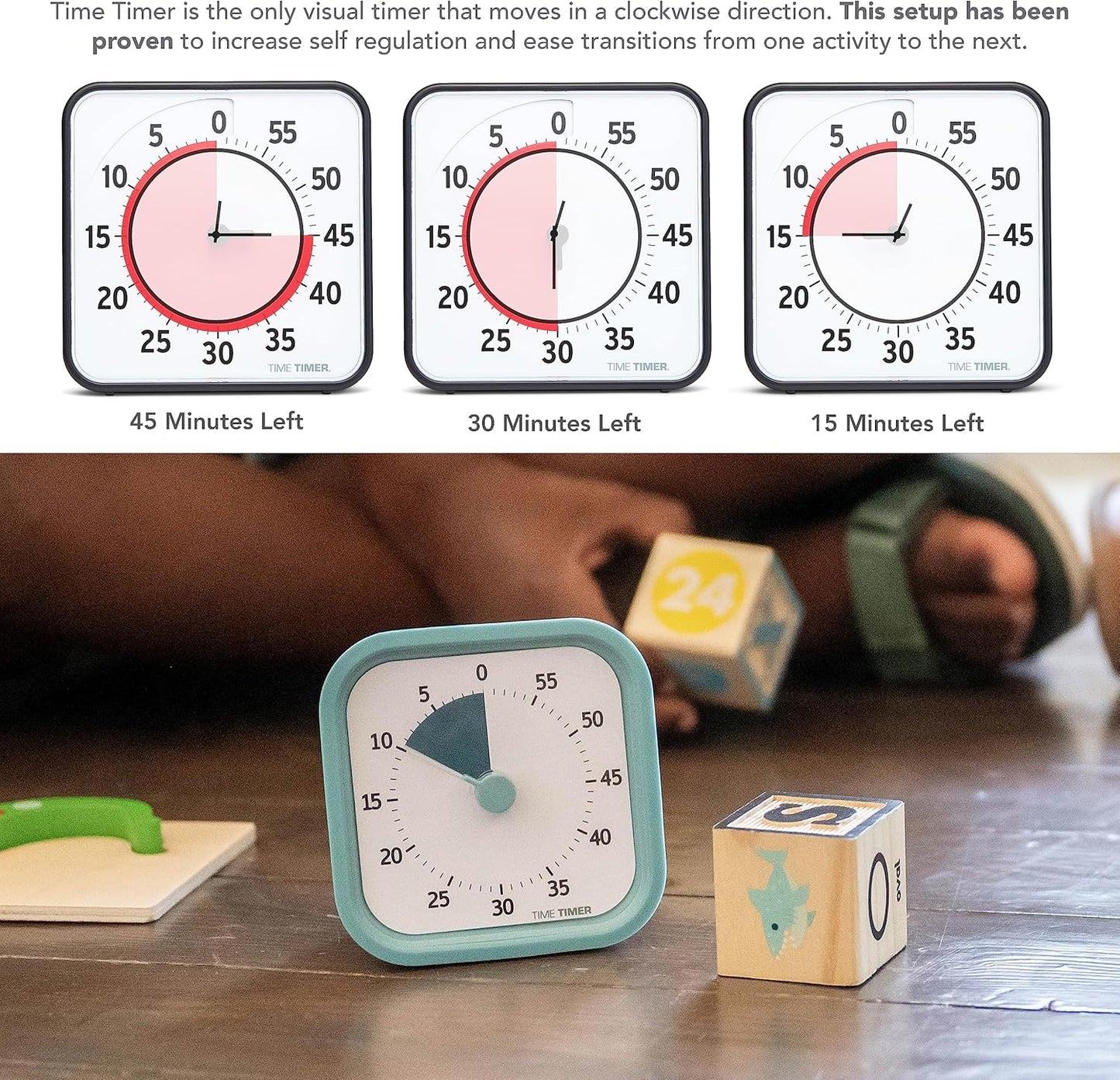 Time Timer MOD 60-Minute Visual Timer, Home Edition, Silent Operation, Study Tool for Homeschool and Office Use (Lake Day Blue)