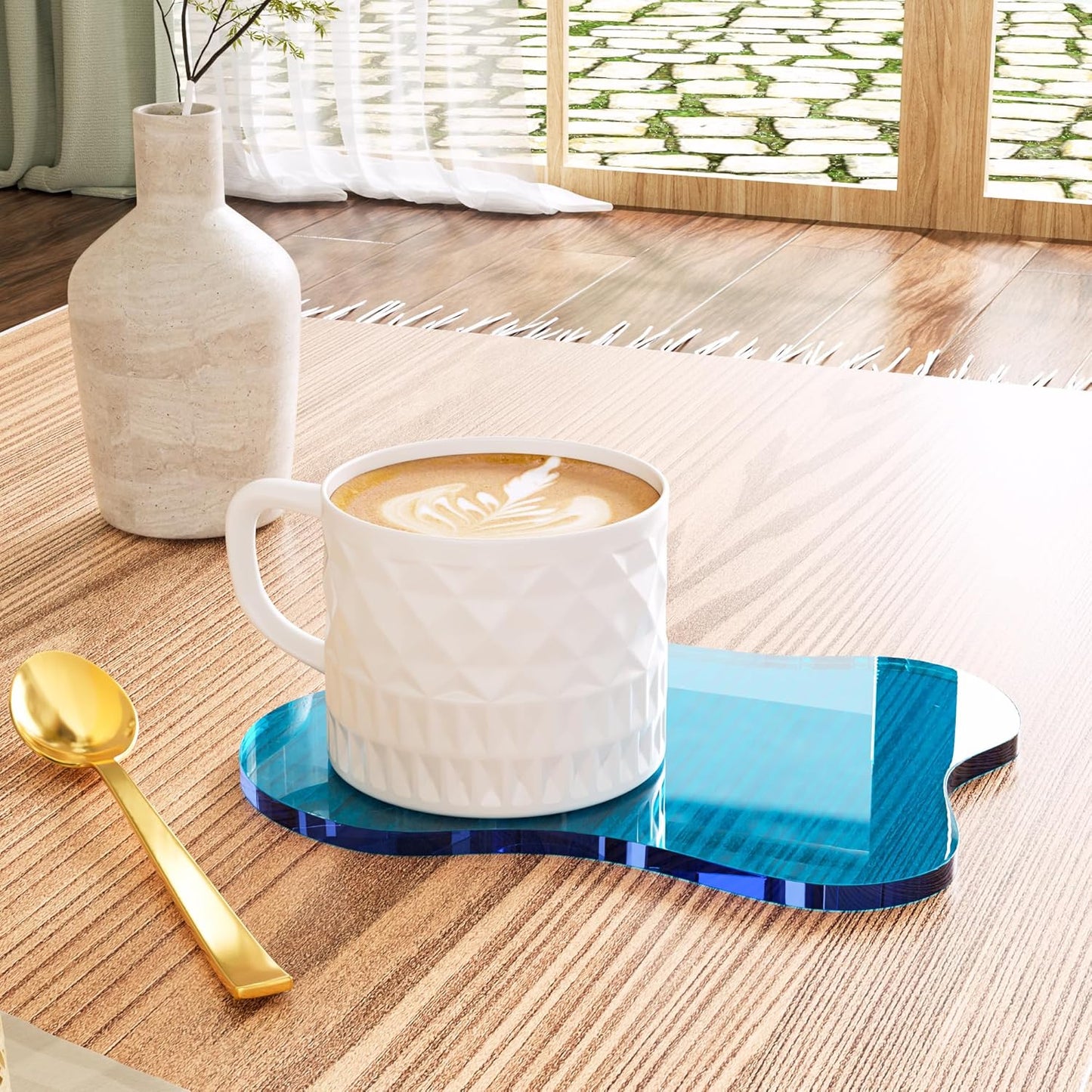 Acrylic Coaster Decorative Plates, Irregular Bar Drink Coaster, Clear Cloud Shape Coffee Cup Coaster, Perfect for Tabletop Protection and Accessories Display.(Gold)