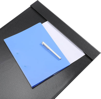 24" x 18" Leather Desk Blotter with Top Rail for Writing Leather Executive Desk Pad Protector Desk Mat for Office Home Workplace Black
