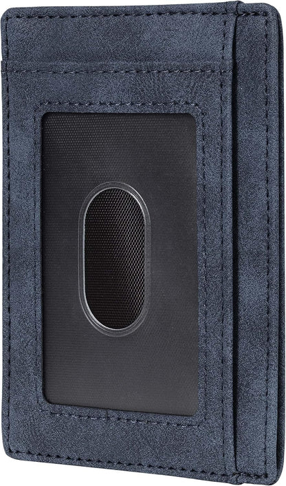 Travelambo Slim Wallet Front Pocket Minimalist Leather RFID Blocking Medium Size