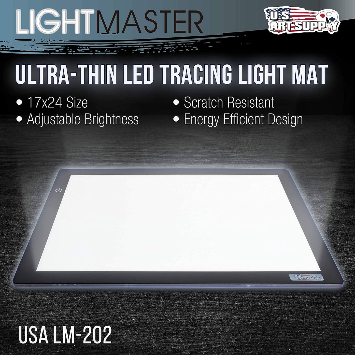 U.S. Art Supply Lightmaster USB Powered 18.75" Diagonal Pro Artist Size (A4) 9"x12" LED Lightbox Board - 5-Volt Light Bright Thin 3/8" Profile LED Light Box Pad with 110V AC Power Adapter, USB Adapter
