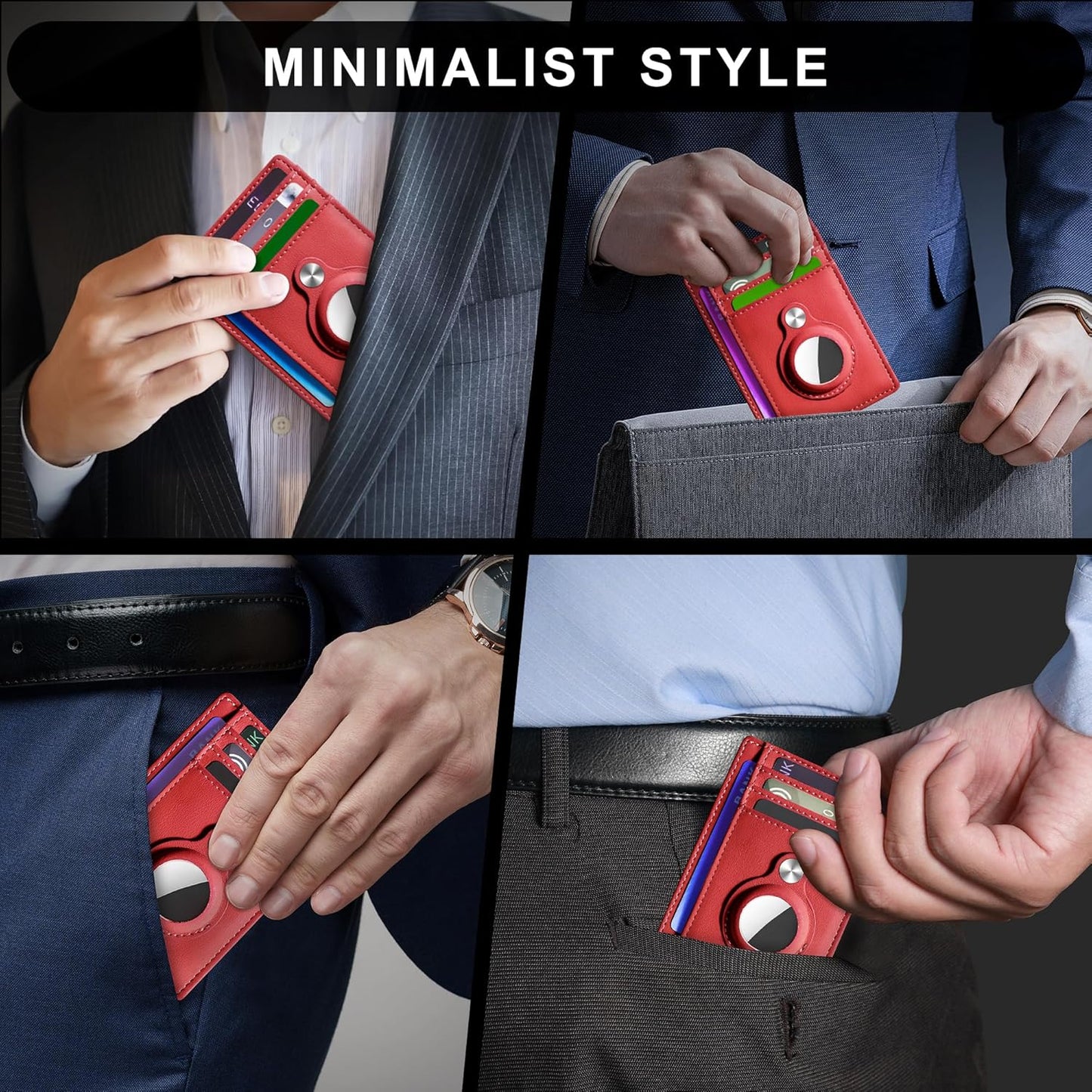 Slim Minimalist Front Pocket Air Tag Wallet, RFID Blocking Card Holder Wallet with Airtag Holder