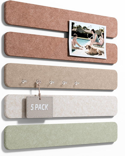 Fluxynara Cork Board Alternative Felt Strip Board 8-Pack 13"x2", Office Pin Board with 50 Push Pins, Adhesive Install for Bedroom Door & Home Office(Linen Dusk)