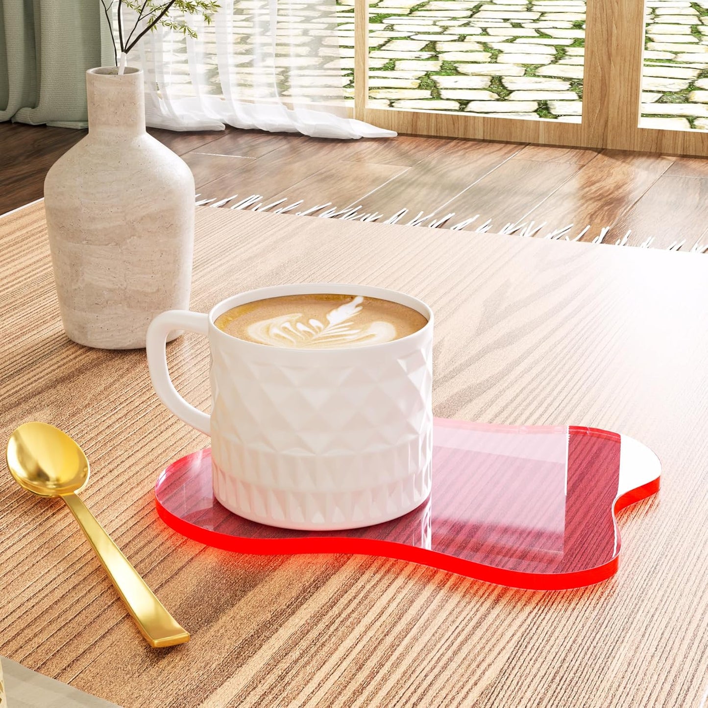 Acrylic Coaster Decorative Plates, Irregular Bar Drink Coaster, Clear Cloud Shape Coffee Cup Coaster, Perfect for Tabletop Protection and Accessories Display.(Gold)