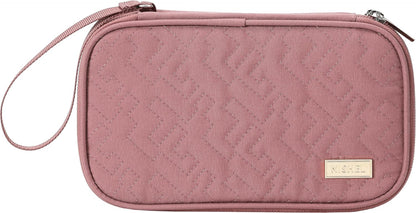 NISHEL Travel Cord Organizer Case, Double Layers Tech Electronic Bag, Essentials for Charger, Cable, Phone, Flash drive, Medium, Pink