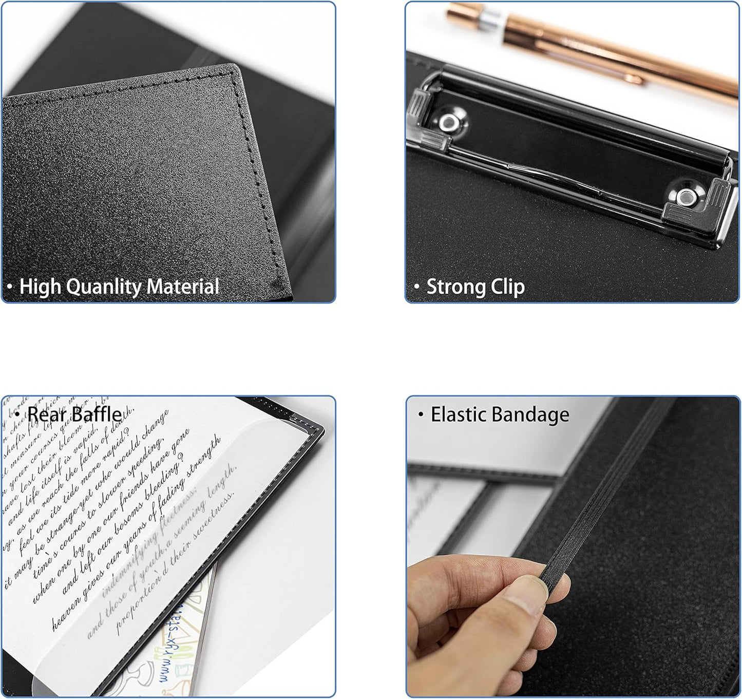 2Packs Nursing Clipboard Foldable, Black Nurse Clipboard for Medical Profession