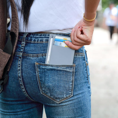Travelambo Slim Wallet Front Pocket Minimalist Leather RFID Blocking Medium Size