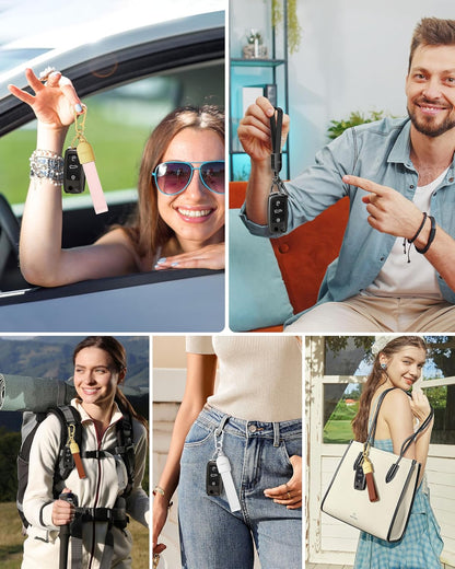 Keychain, Works with Apple Find My, Leather Car Keychain for Women and Men, Car Key Fob Holder, Key Chain with GPS Tracker, Anti-Lost Smart Keys Finder, Rechargeable, Black