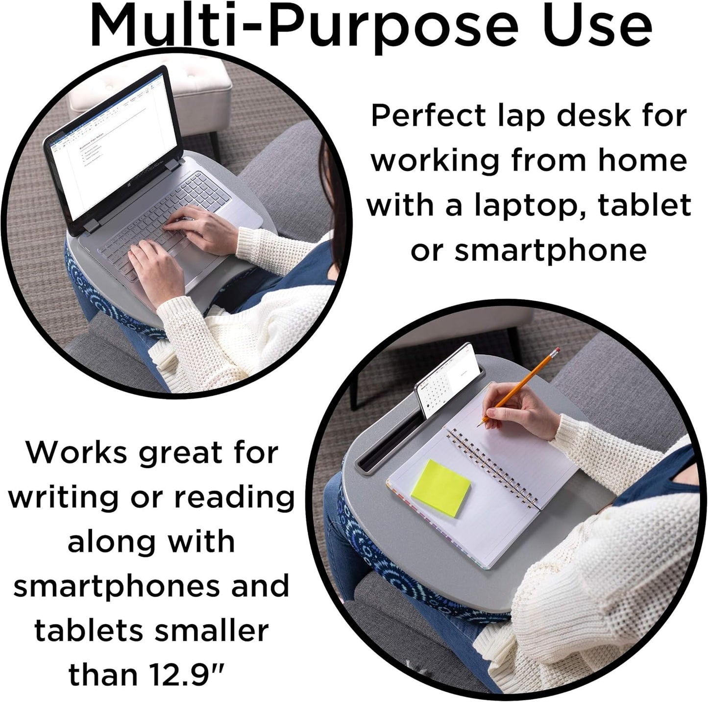 BIRDROCK HOME Deluxe Lap Desk with Pillow Cushion and Wrist Rest - Padded Laptop Desk for Bed, USB Light and Mouse Pad, With Reading Light, Soft Table for Home, Fits Laptops Up to 15" - Teal and Brown