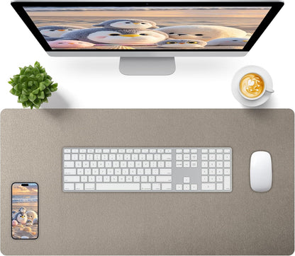 Bloss Leather Desk Pad and Keyboard Wrist Rest, Large Mouse Pad + Keyboard Pad+Mouse Wrist Support, Non-Slip Desk Mat Protector for Office, Home(31.5×15.7 Inches,Beige) - Colors B