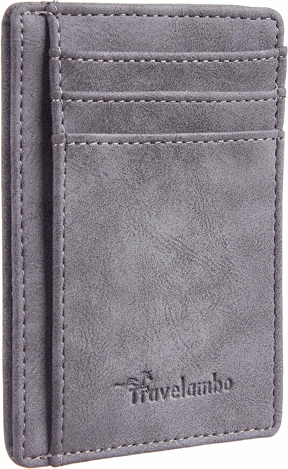 Travelambo Slim Wallet Front Pocket Minimalist Leather RFID Blocking Medium Size