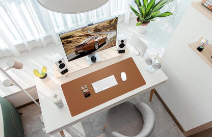 AFIING Large Desk Mat 47" x 17", Dual-Sided Natural Cork & PU Leather Desk Pad, Non-Slip Waterproof Mouse Pad for Office, Home & Gaming, Black