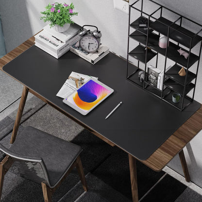 AFIING Large Desk Mat 47" x 17", Dual-Sided Natural Cork & PU Leather Desk Pad, Non-Slip Waterproof Mouse Pad for Office, Home & Gaming, Black