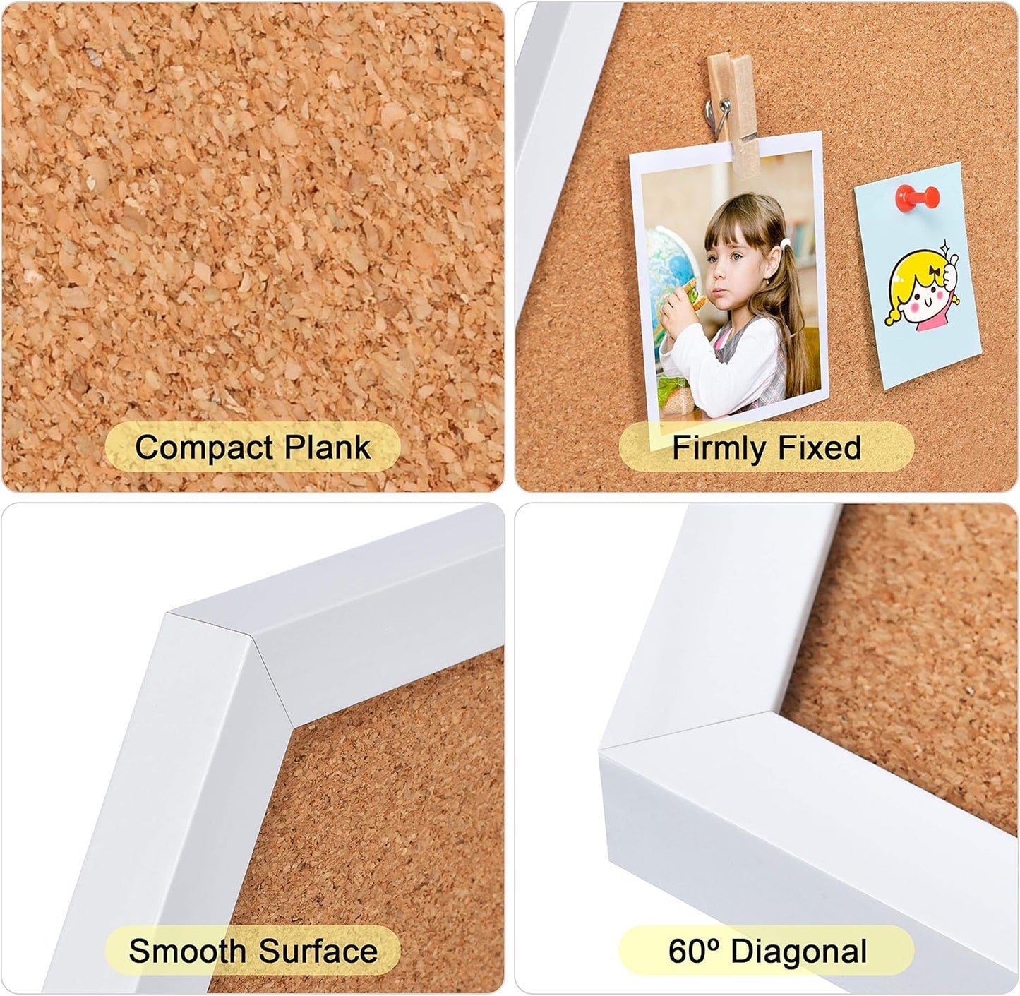 Cork Board Tiles - 4 Packs Adhesive Corkboards for Wall, Small Cork Board Squares Decorative for Office, School & Home