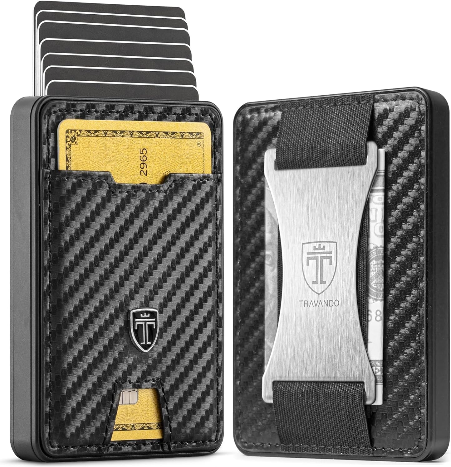 TRAVANDO Swype Slim Wallet for Men Metal RFID Blocking Mens Wallet Card Case (With AirTag* Pocket)