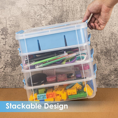 CraftGenes Art Supply Storage Organizer with 2 Removable Trays, 4-Layer 10QT Durable Craft Organizers and Storage for Sewing, Tool, Office Supplies, Art, Craft Supplies