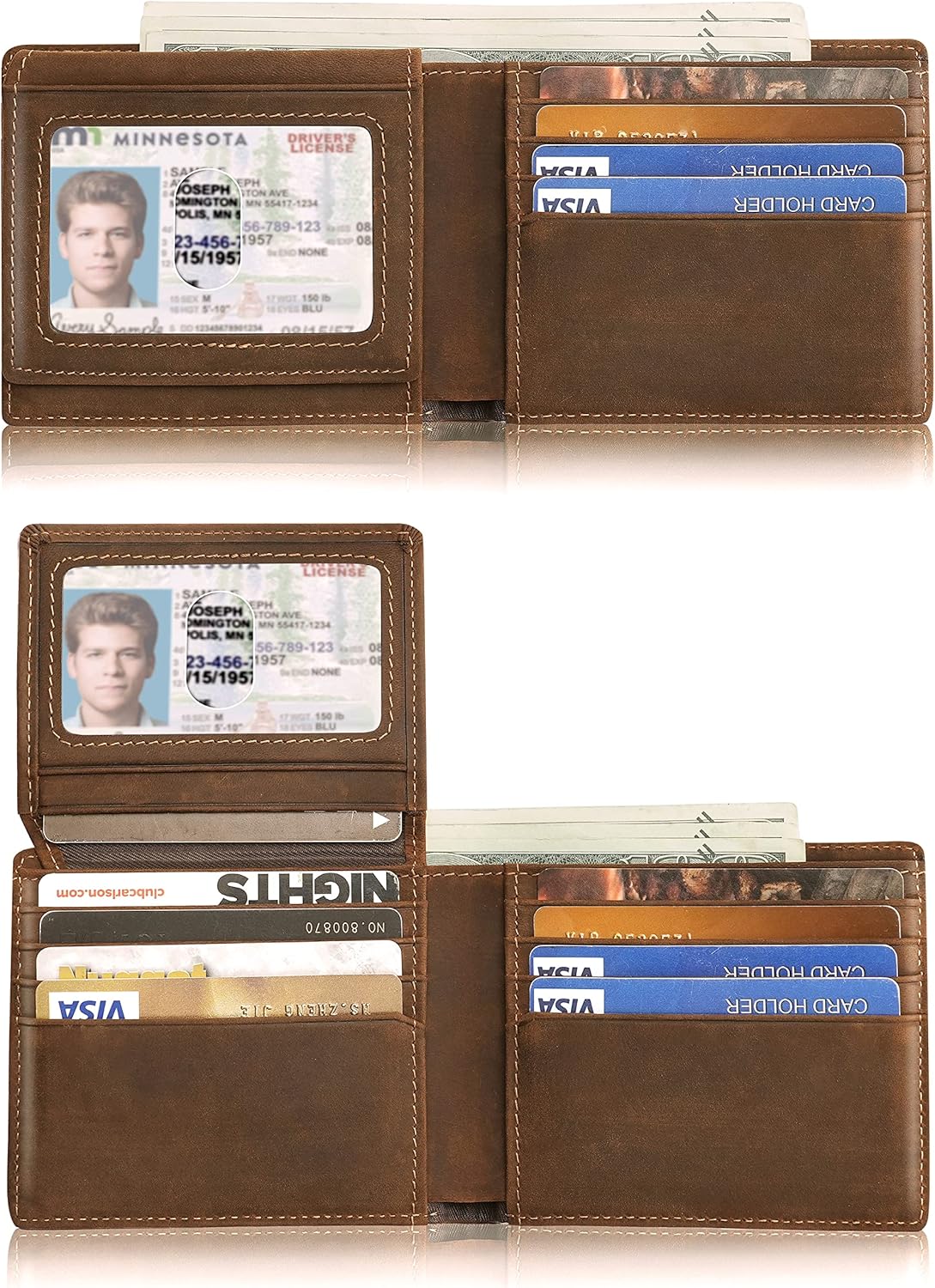 Mens Wallet With AirTag Holder, Bifold Leather RFID Blocking 1-2 ID Windows 12-13 Card Holders, Gift Box and Screen Protector Included, AirTag Not Included
