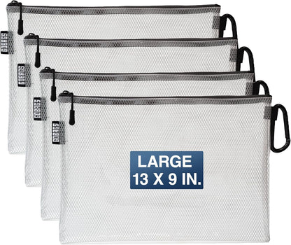 GOBAGS Air Production Multi‑Size Clear Zipper Pouch (4‑Pack) – Cable Organizer & Travel Gear Bag for Electronics, Camera Accessories, Tool Pouch & Small Tech Storage