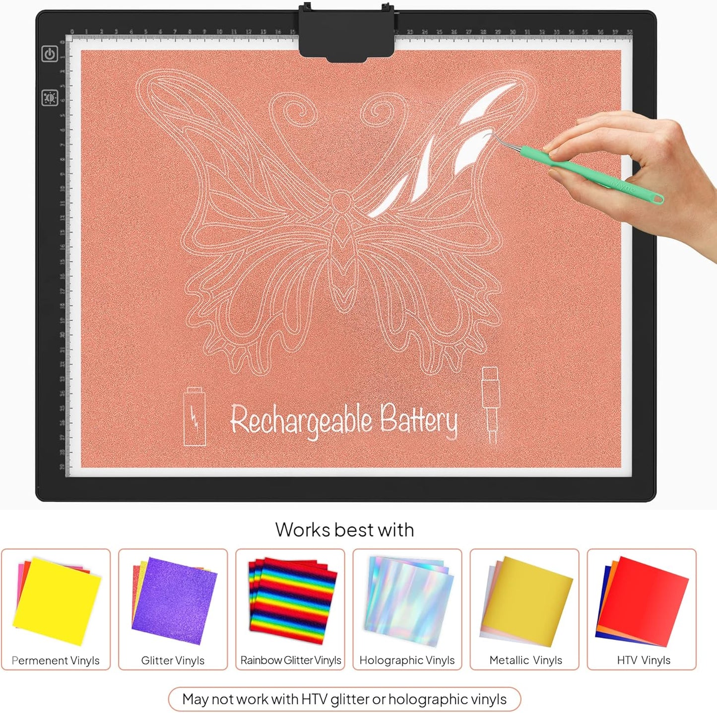 iVyne Rechargeable A3 Light Pad for Diamond Painting - LED Light Board for Weeding & Tracing - Diamond Art Light Pad - Ultra-Thin & Portable - Perfect for Artists & Crafters - Blue
