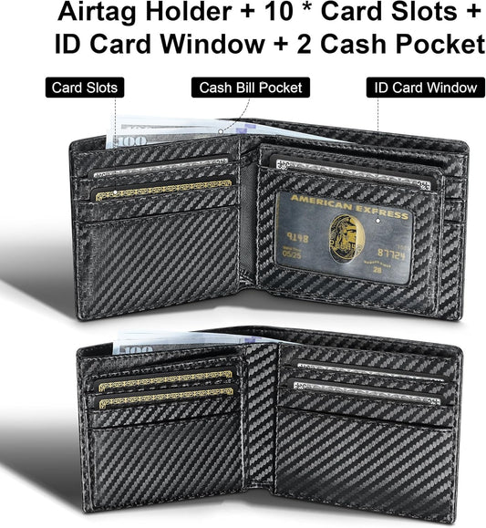 furid Airtag Wallet Men Slim: Men's Air Tag Wallets with Airtag Holder - Minimalist RFID Front Pocket Card Holder Gift for Man Husband at Anniversay Brithday