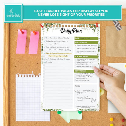 Decorably 52 Sheets Nude Pink Undated Daily to Do List Notepad, 6.5x10in Spring-Bound Easy Tear-Off Design, with Priorities, Checklist, Agenda, Reminders, Notes - Home, School, Office