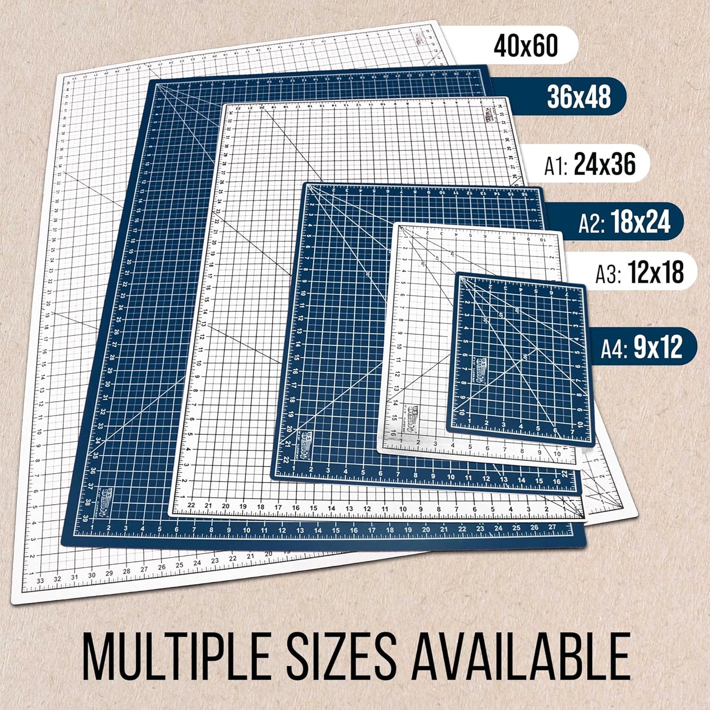 U.S. Art Supply 36" x 48" Self-Healing Cutting Mat 5-Ply - Double-Sided Green/Black Craft Mat, Non-Slip Cutting Mats for Crafts, Sewing, Quilting, Scrapbooking