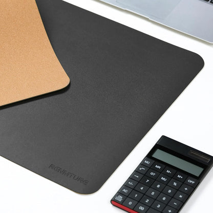 RENMTURE Desk Pad, Cork & PU Leather Desk Mat, Large Mouse pad, Non-Slip Desk Protector and Blotter, Waterproof Writing Pad, Desk Accessories and Organizers for Home Office (Light Yellow, 32"x16")